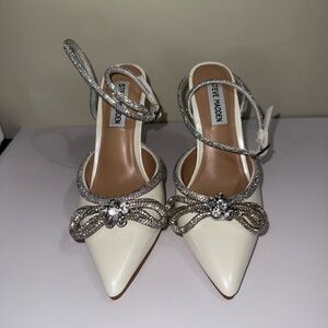 Steve Madden Silver and White Stiletto Heels